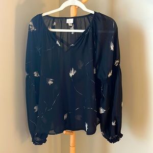EUC sheer black blouse
